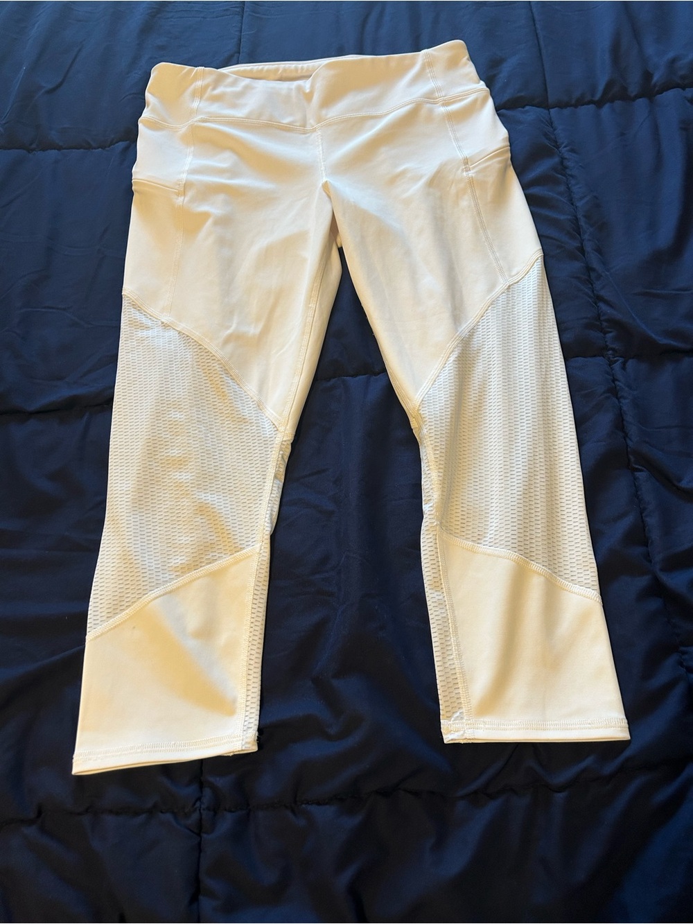 Athleta White Mesh-Panel Leggings
